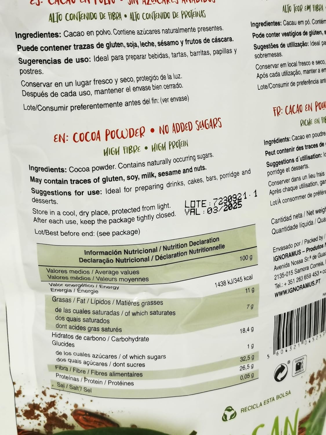 Azala Cacao en Polvo Cem Porcento 1Kg