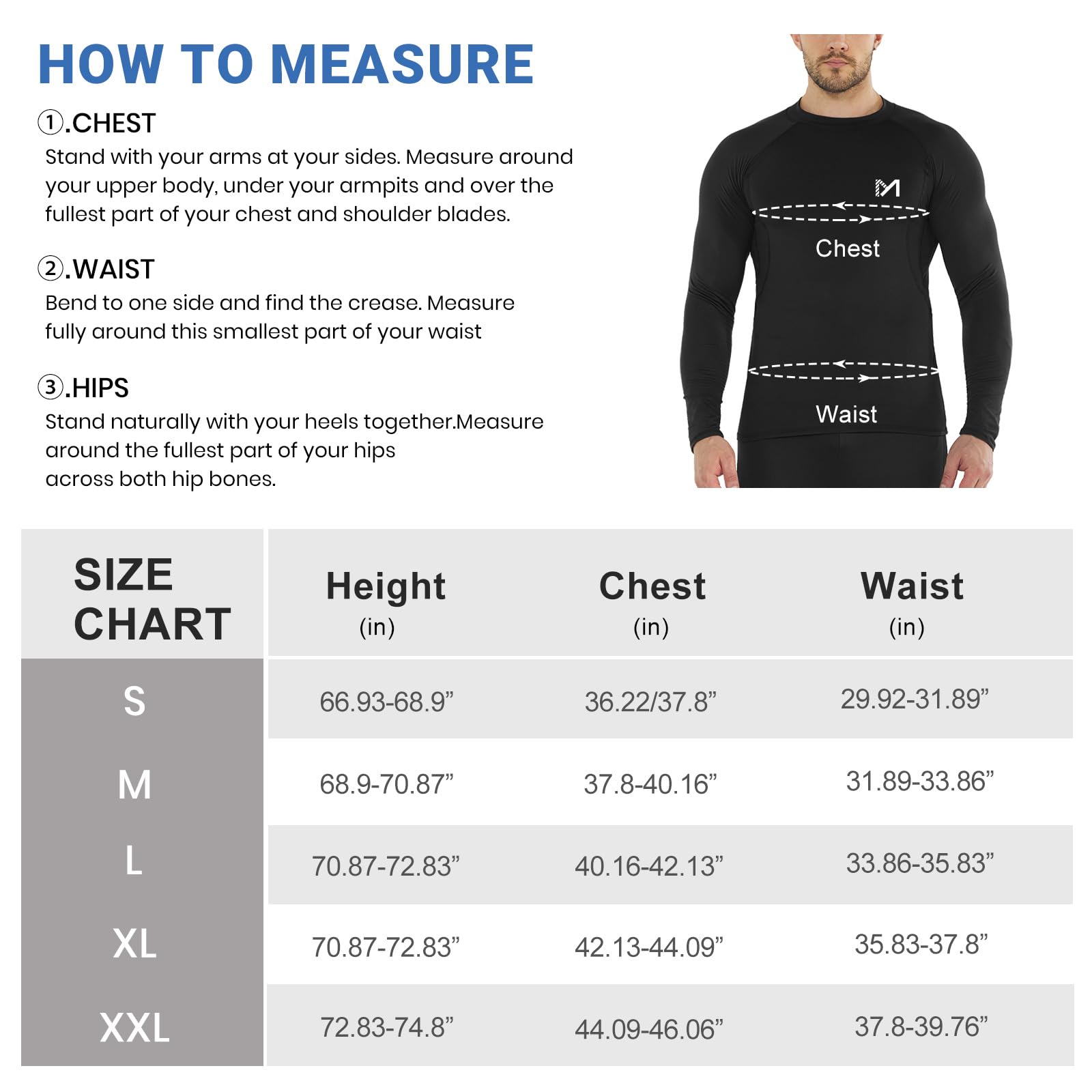 MEETWEE Camiseta De Compresión Hombre, Manga Larga para Deportes Camisetas Transpirable Secado Rápido T-Shirt para Running Ciclismo Fitness