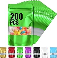 Vista 9 de 200 bolsas de Mylar de 4 x 6 pulgadas para almacenamiento de alimentos, bolsa resellable de pie con ventana mate, bolsas a prueba de olores, bolsa