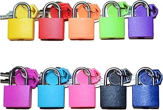 Cosswe 10 Pack Small Colored Padlocks,Mini Suitcase Locks Key Padlock Multicolor Coated Metal Padlocks with Keys for School Gym Locker Baggage Locks Filing Cabinets Toolbox