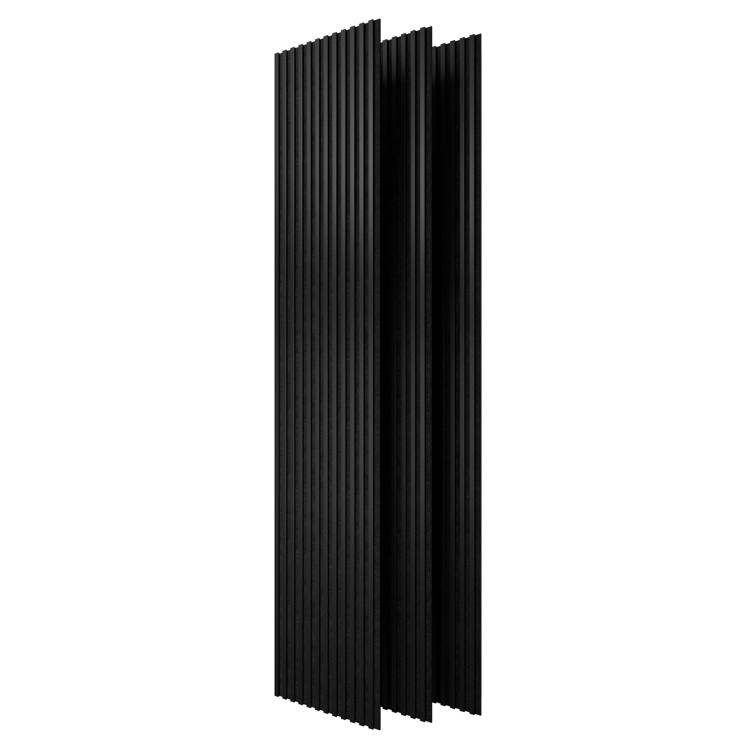 STEGU Linea Acoustic PROline Set da 3 – Pannello Acustico Doghe Da Parete Fonoassorbente, Listelli Legno Rivestimento Murale 3D, Camera Soggiorno Ufficio TV, 240×60 cm, Nero