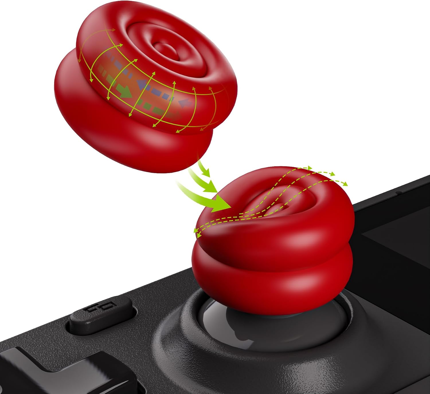 PlayVital Steam Deck LCD & OLED Cushioned Thumb Stick Cap, Anti-Slip Texture, Height Up Joystick Cover Compatible with Steam Deck Red