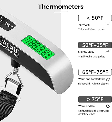 Miniatura 4 de BAGAIL Digital Luggage Scale, 110lbs Hanging Baggage Scale with Backlit LCD Display, Portable Suitcase Weighing Scale, Travel Luggage Weight Scale