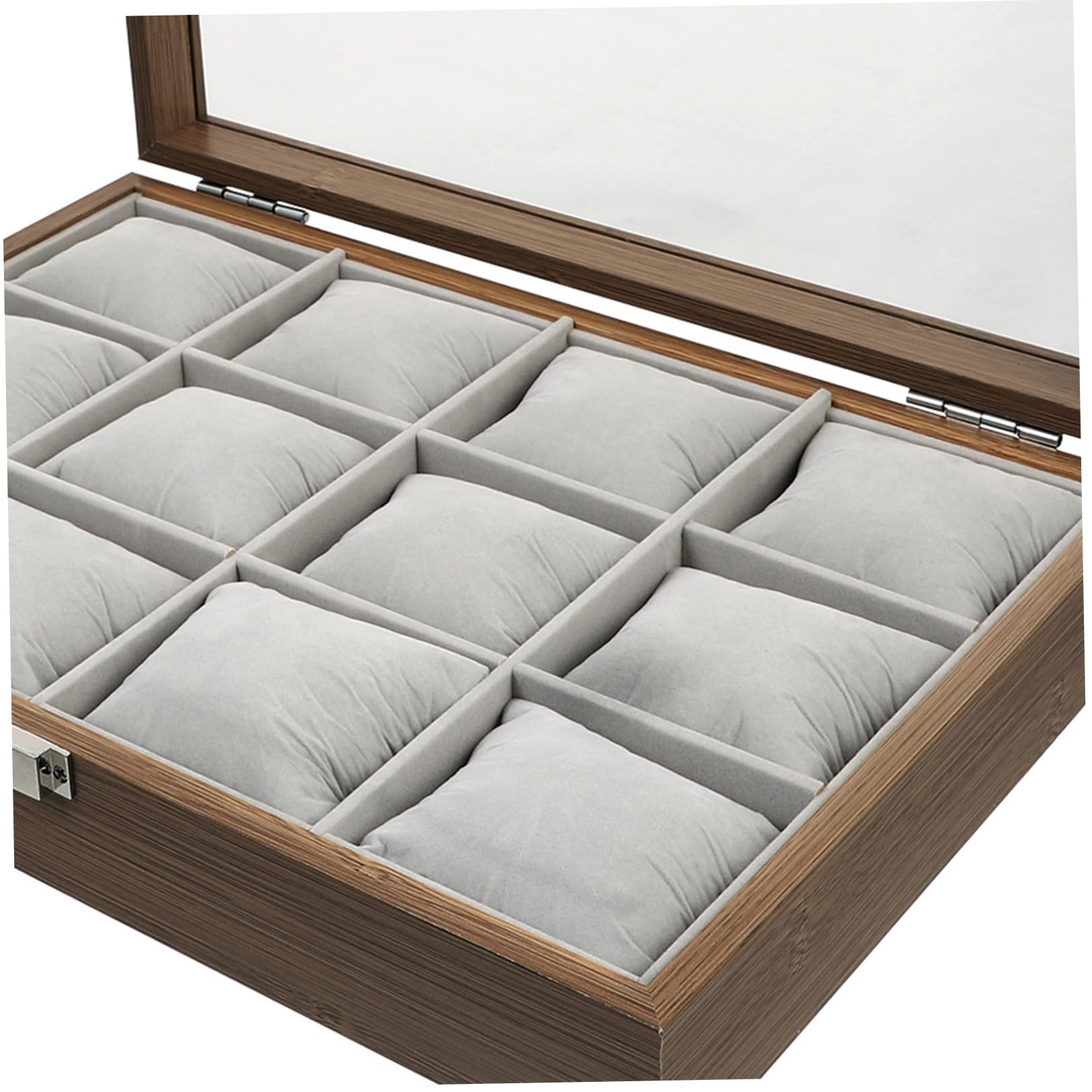 Uhrenbox mit 12 Fächern und Kissen zur Präsentation | Schmuckorganizer für Uhr und Ohrringe, Elegantes Design, 12 Herausnehmbare Weiche Polster, für Laden