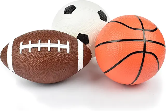 Legami Mini-Ball-Set: 3 Mini-Bälle (Fußball, Football, Basketball) für Mini-Basketball-Kurv