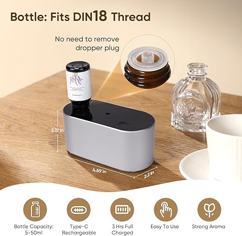 Miniatura 3 de Difusor sin agua para el hogar, difusor de aceites esenciales, difusor de aromaterapia, difusor de aroma portátil, 3 modos de niebla, inicio de