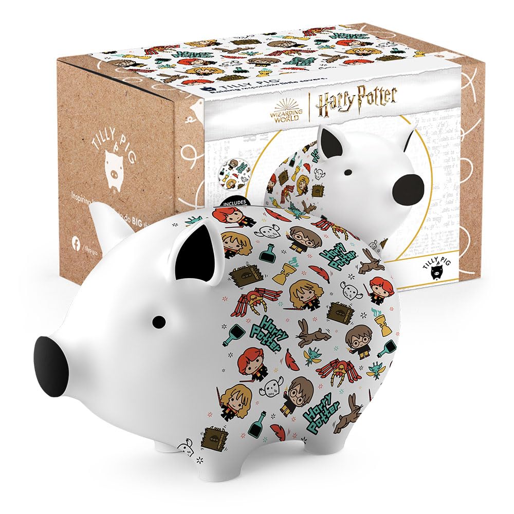 Ceramic Kids Piggy Bank Harry Potter Charms Chibi Boys Girls Money Box