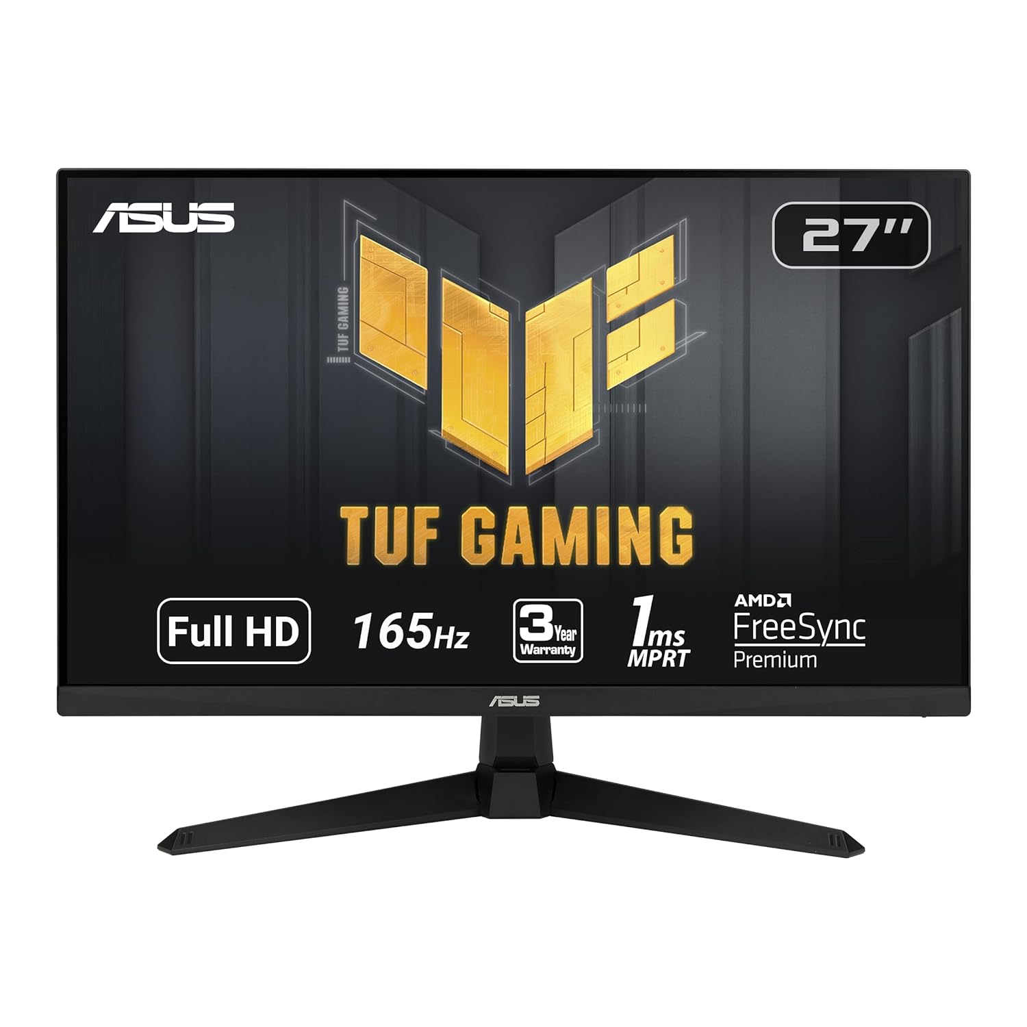 ASUS TUF Gaming 27” 1080P Gaming Monitor (VG277Q1A) - Full HD, 165Hz (Supports 144Hz), 1ms, Extreme Low Motion Blur, FreeSync Premium, Shadow Boost, Eye Care, HDMI, DisplayPort,...
