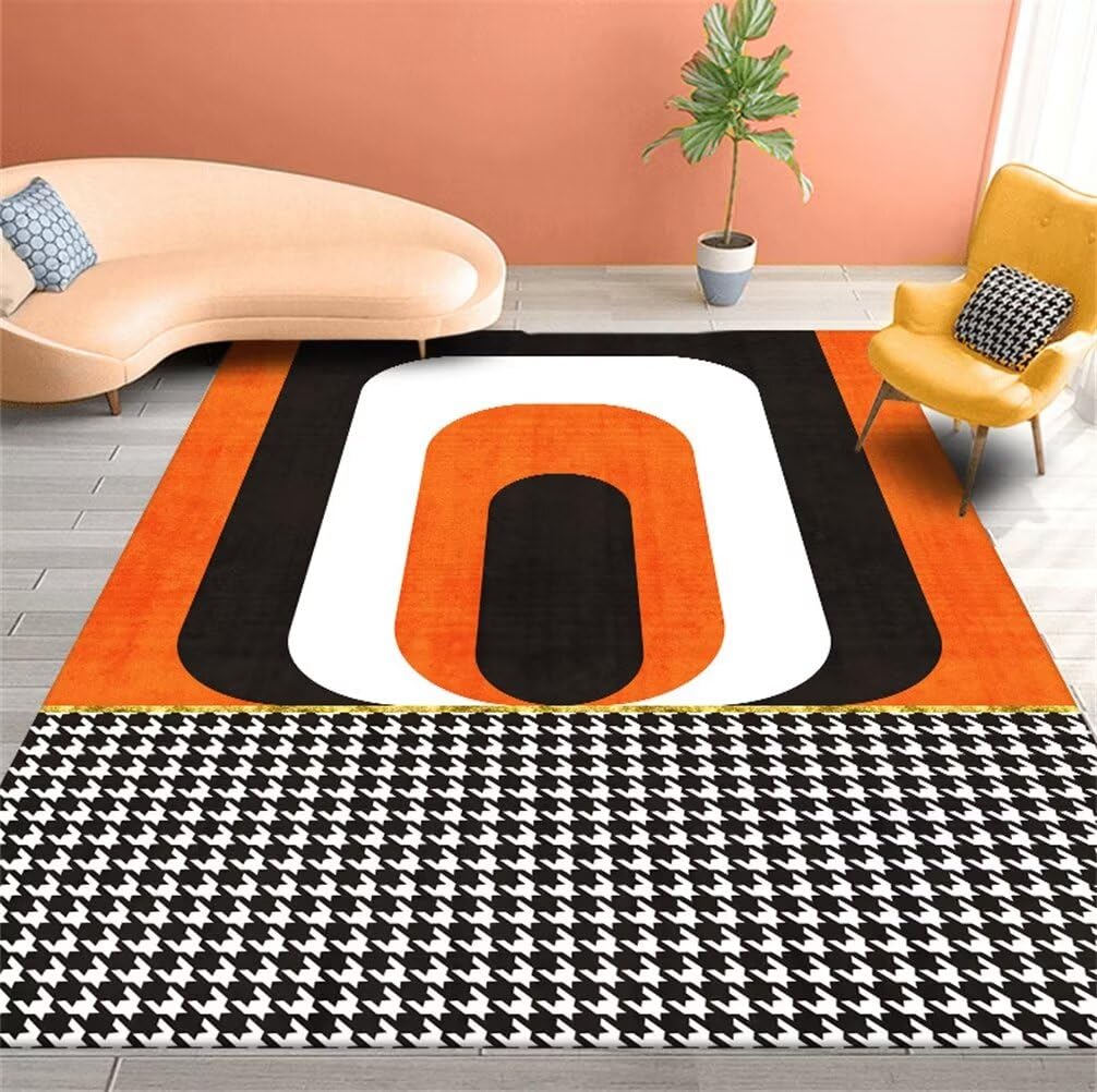 Tapis de salon pas cher grand format moquette intérieure moderne orange