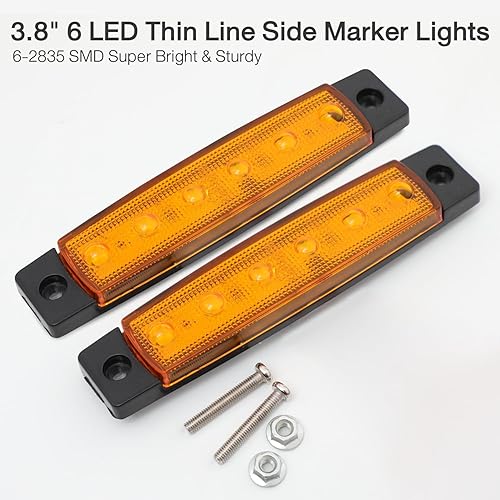 Miniatura 3 de MADCATZ 30 tiras de 3.8 pulgadas de luces laterales ámbar, 6 luces LED de liquidación 2835 SMD universal para remolque, RV, camión, barco,
