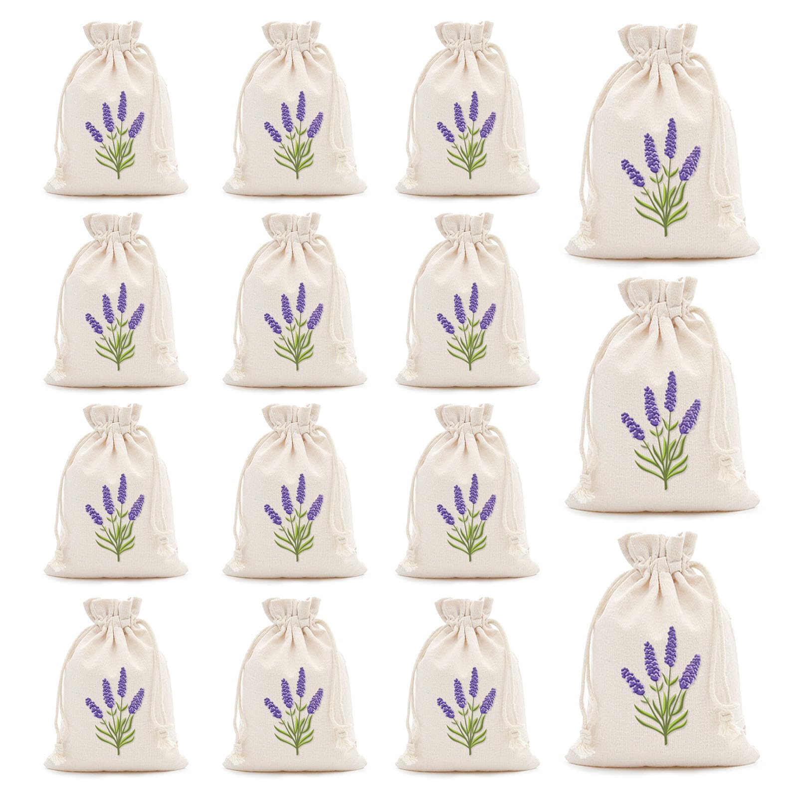 Lavender Bags, 15 Pack Lavender Sachets, Empty Drawstring Lavenders Bags for Filling, Empty Muslin Bags for Spices Dried Flowers and Herbs(10 x 15 cm)