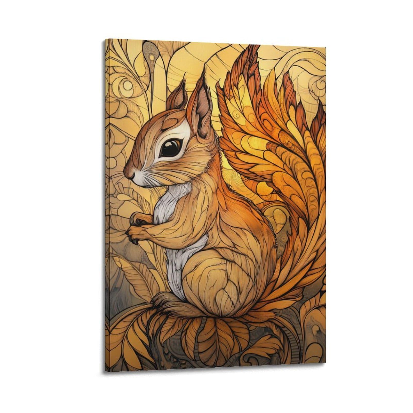 ZSZWHJ Animal Poster Lonely Squirrel Poster Decorative Painting Canvas Wall Posters And Art Picture Print Modern Family Bedroom Decor Posters 20x30inch(50x75cm)
