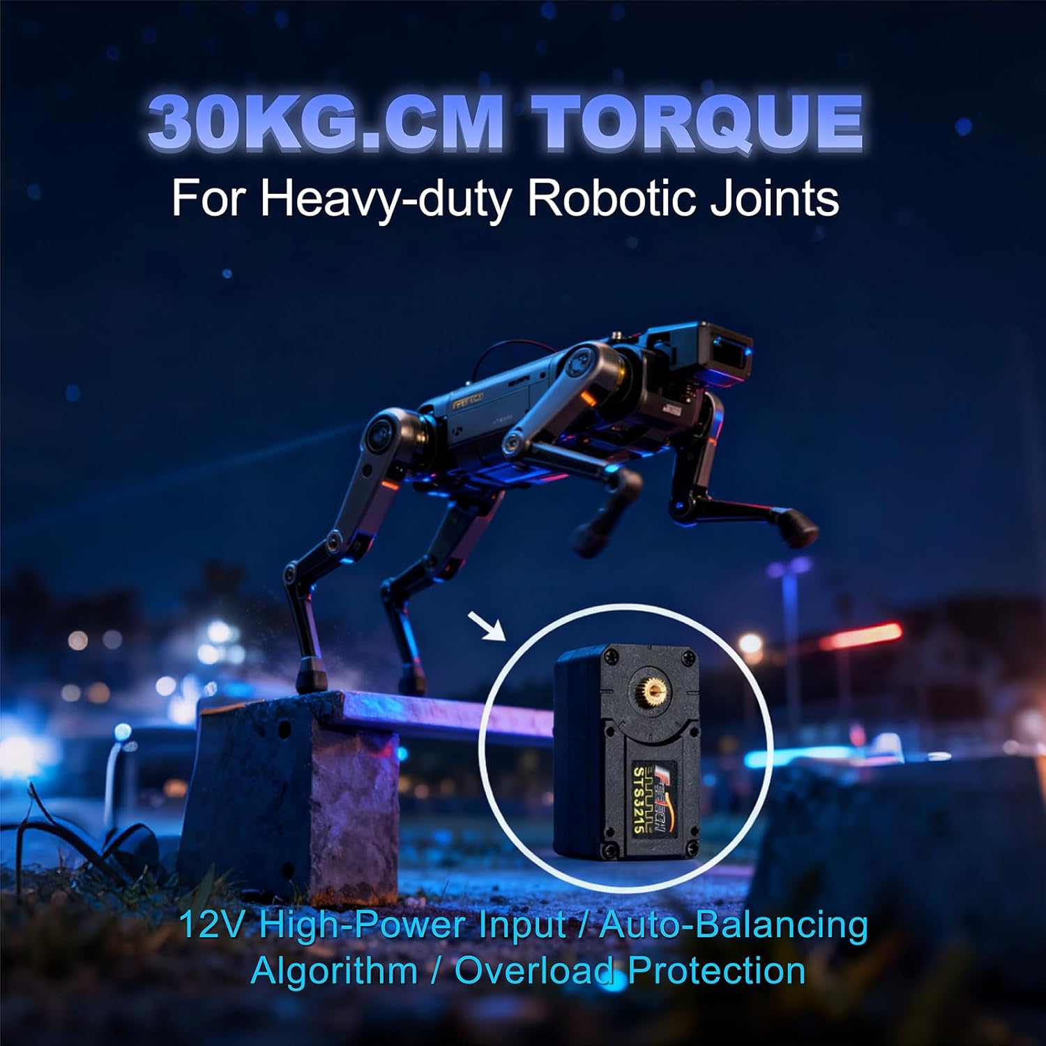 (2-Pack) FEETECH 30KG High Torque Serial Bus Servo Motor 12V, 360° Programmable Magnetic Encoder with Continuous Rotation, Two-Way Feedback, Industrial Digital Servo for Robotic Arm, RC Car, Automati