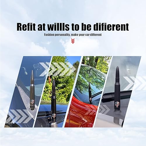 Miniatura 6 de TimNas 1 antena de bala para automóvil, camión, diseño de bandera estadounidense de calavera para GM Chevy Silverado 1500 2500 3500 HD Avalanche GMC