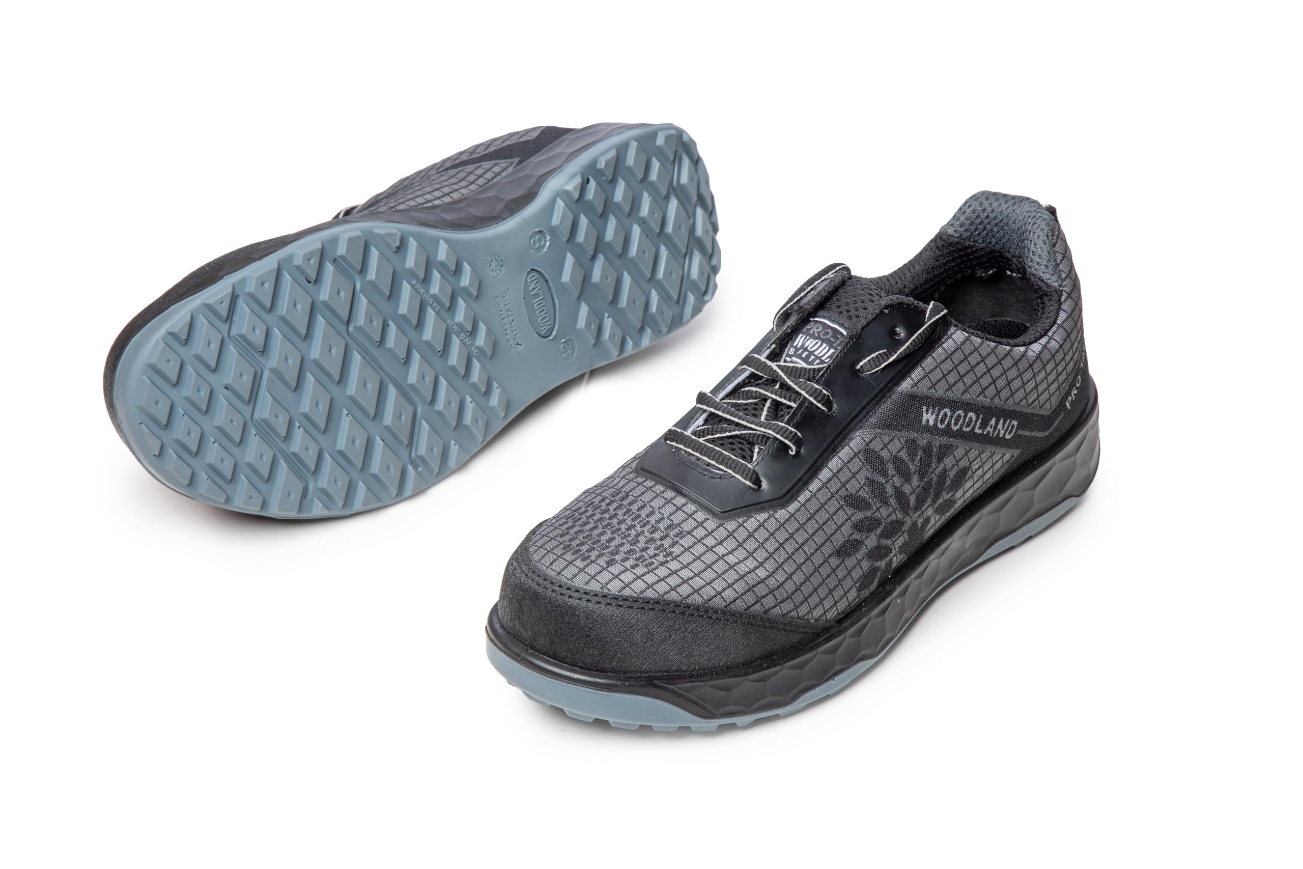 Ranger Knitted Safety Shoes for Men | Oil Resistant Safety Shoe with Anti Slip Grip | Lightweight & Antistatic PU Double Density with Composite Toe | Black