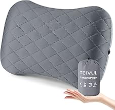 Camping Pillow, Inflatable Travel Pillow with Removable Pillowcase, Ergonomic Blow Up Pillows for Adults & Kids with Neck & Lumbar Support