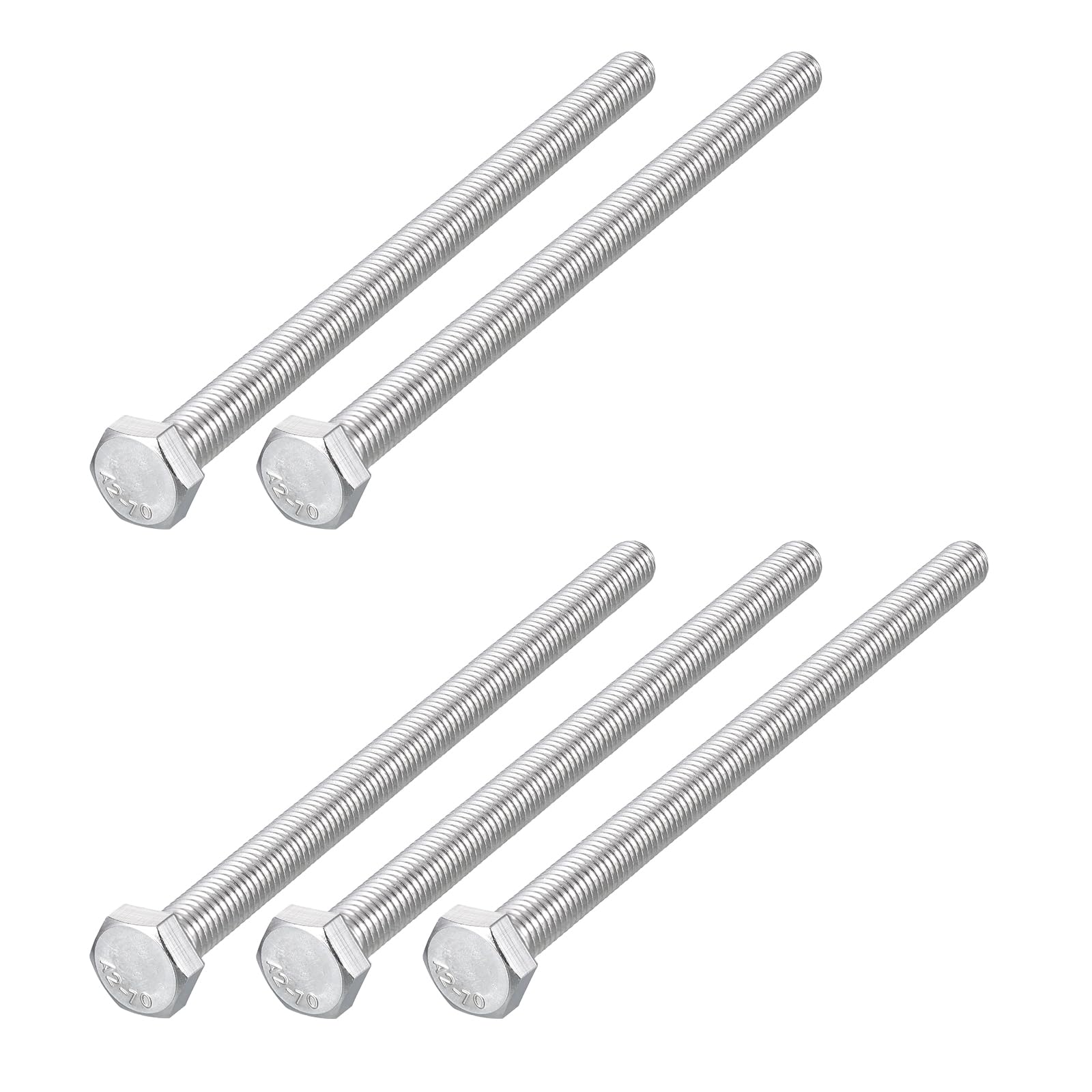 METALLIXITY Hex Bolts (M8-1.25x130mm) 5Pcs, 304 Stainless Steel Coarse Fully Threaded Hex Head Screw Bolt Machine Screws