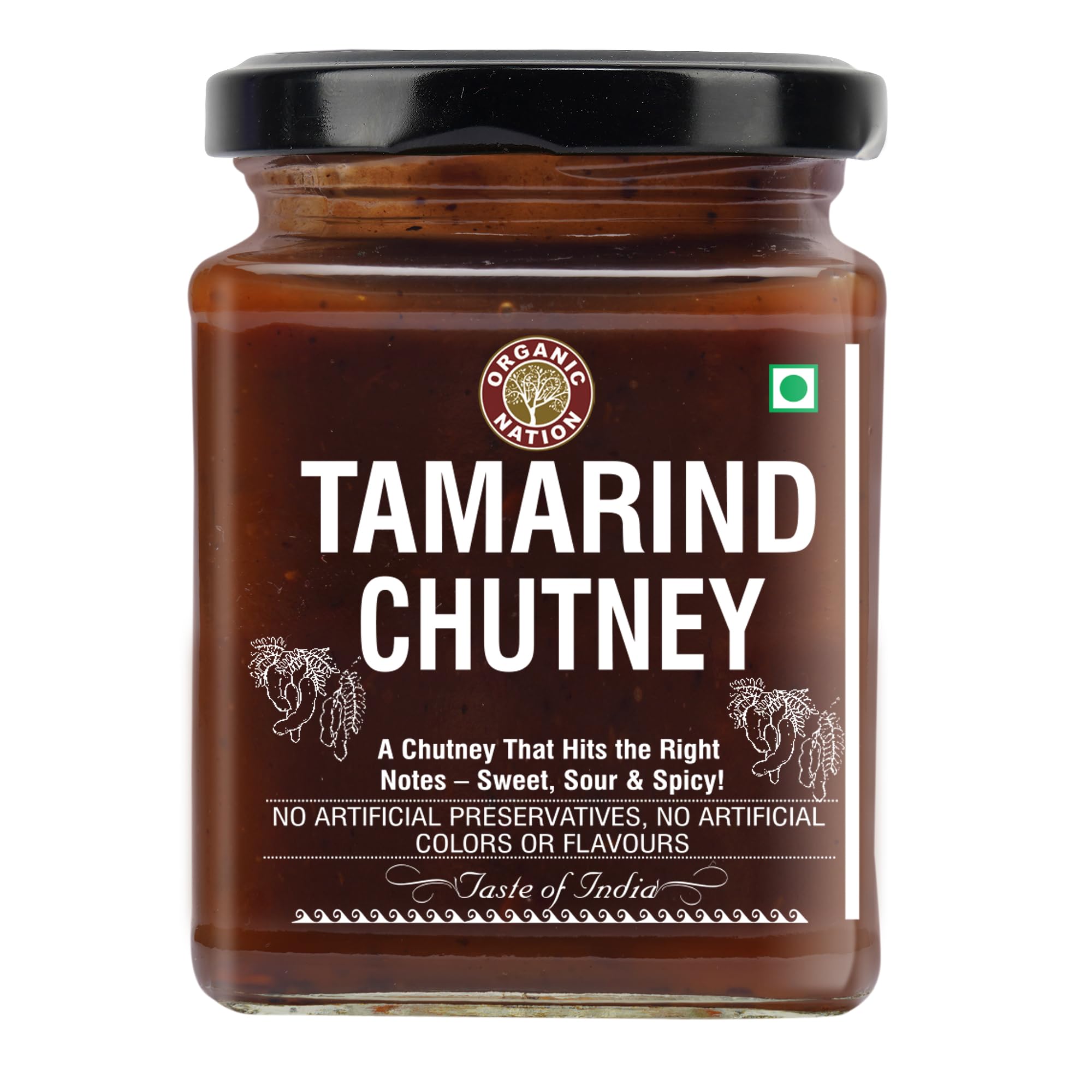 Organic Nation Tamarind Chutney 300g | Sweet & Tangy Indian Dip | Natural Ingredients | No Preservatives | Imli ki Chutney
