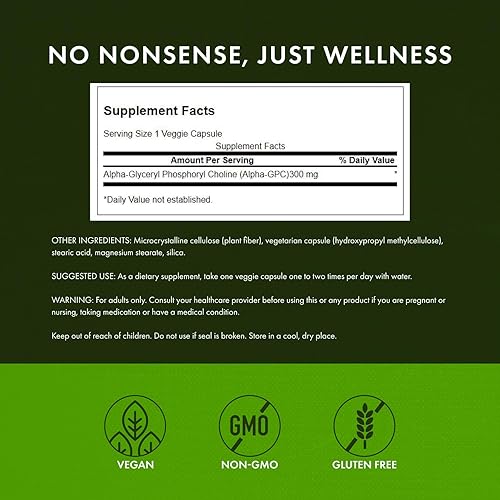 Miniatura 3 de Swanson Alpha-Gpc Alfa Glicerofosfocolina 300 miligramos 60 cápsulas vegetales