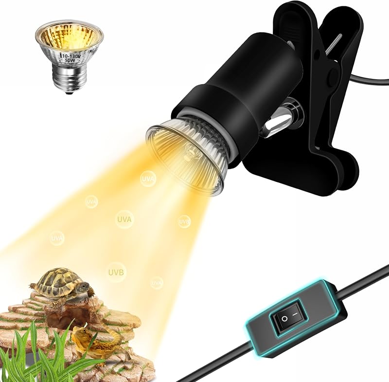 Lâmpada de Aquecimento para Répteis com UVA/UVB, Soquete E27 e Clipe Giratório 50 W GOZILLA