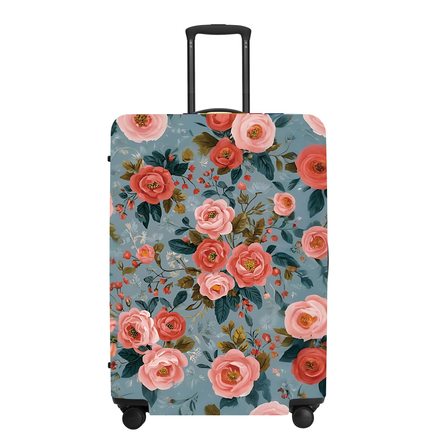 Coral Blossom Print Luggage Protector, Washable Suitcase Cover Allover Pink Orange Flowers Anti-scratch for 32",34"Bag