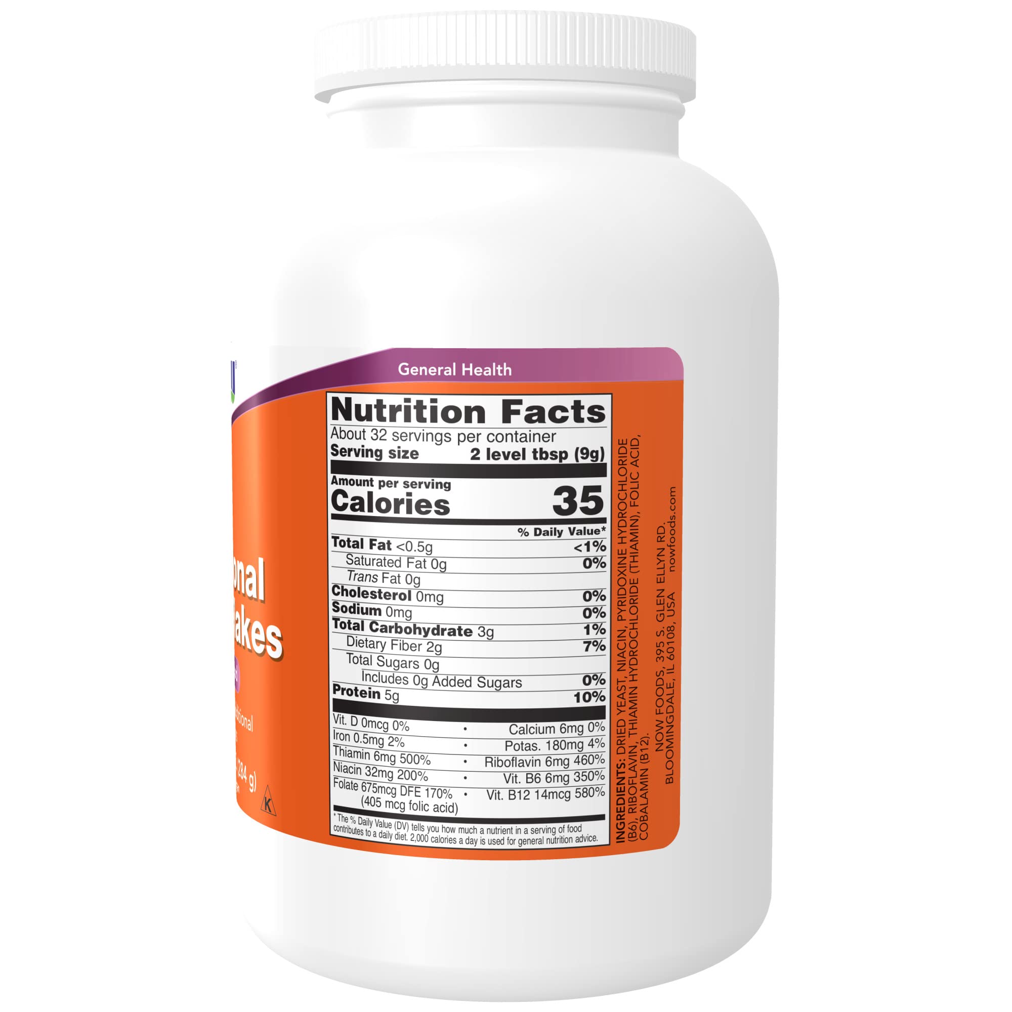 NOW Supplements, Nutritional Yeast Flakes, Fortified with Additional B-Vitamins, Super Food, 10-Ounce
