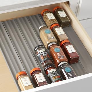 YouCopia SpiceLiner Spice Rack Drawer Organizer (Universal Fit 10’ Roll),Gray