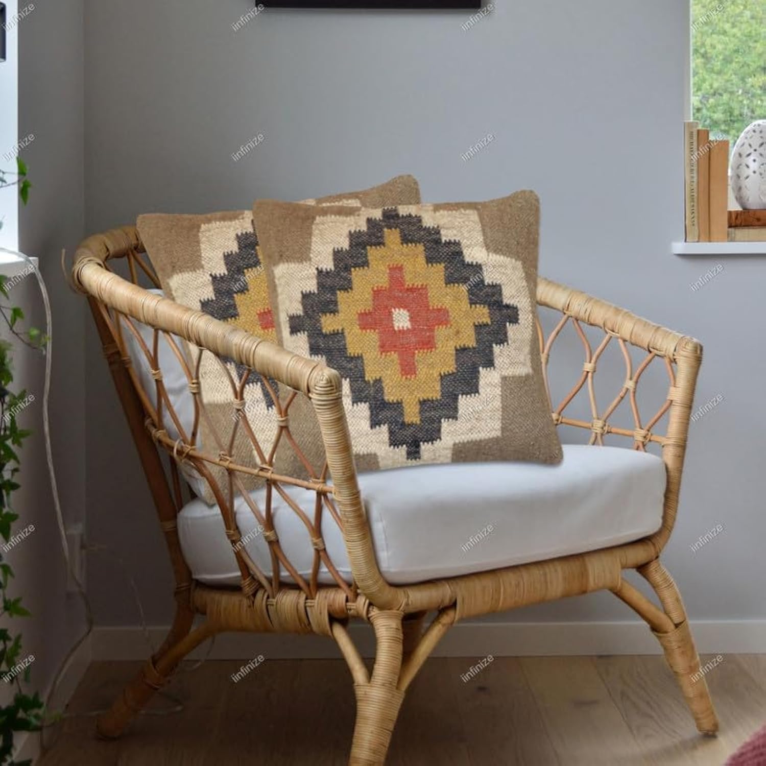 Housse de coussin en laine et jute tressée main | Charme rustique pour votre salon