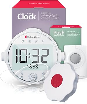 Bellman & Symfon Push Button Notification System - Wireless and Caregiver Call Button, Alert with Flashing Lights, Vibrations and LED Symbols - Smart Home Signaling Devices for Deaf, Hard of Hearing
