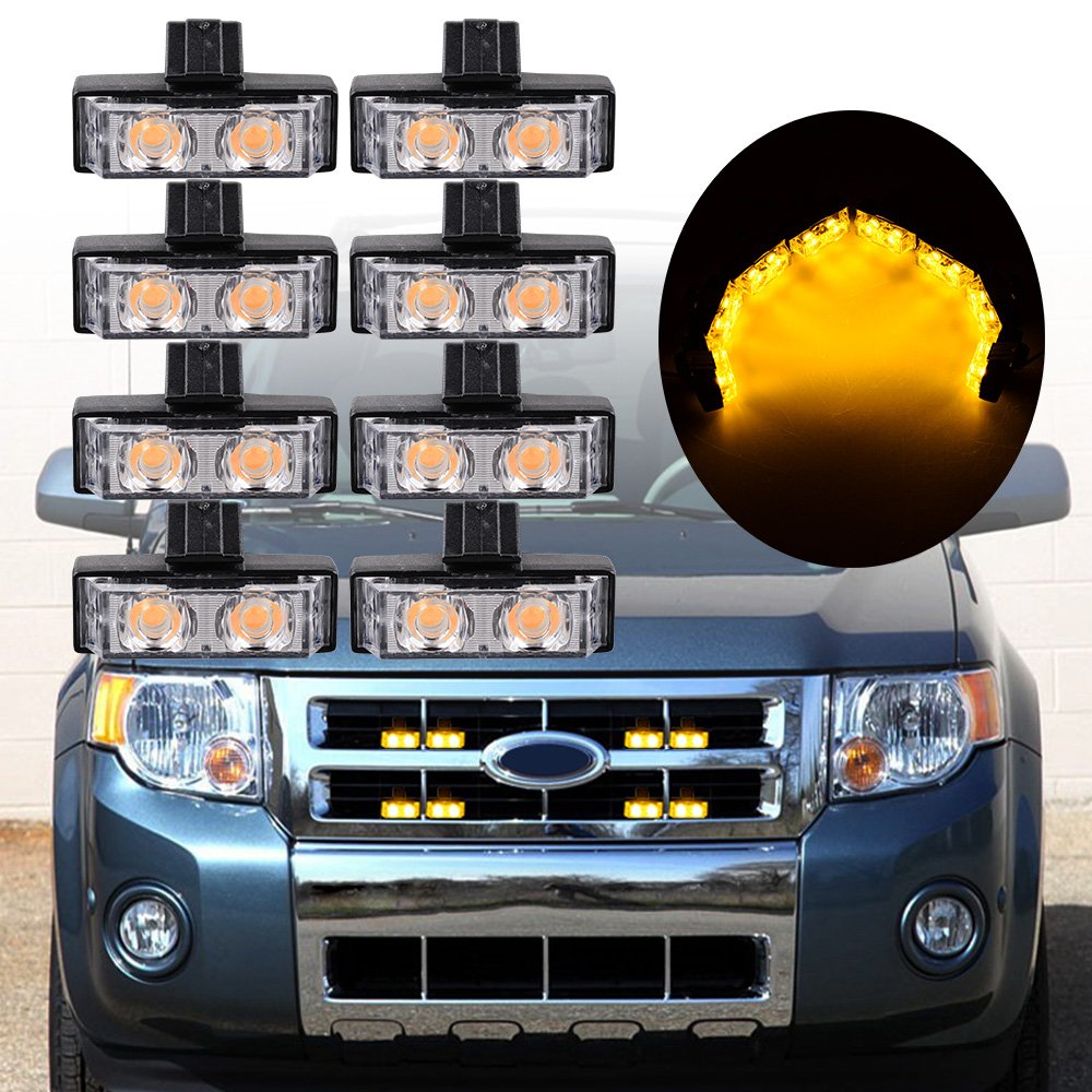 Astra DepotS Emergency Stroble Light Deck Dash Flashing Grilles Light Kit (2-LED w/o mode indicated, Amber)