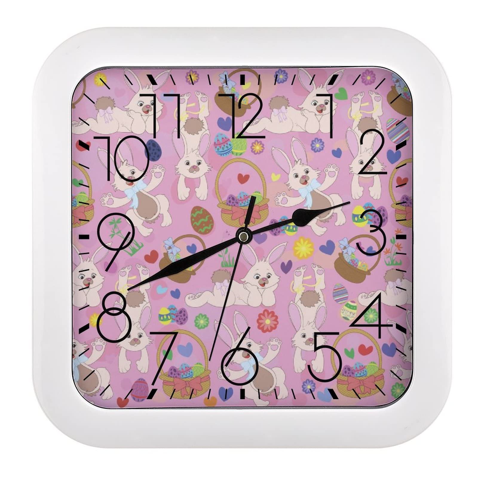 Pendule murale silencieuse lapin de Pâques moderne pour chambre enfant