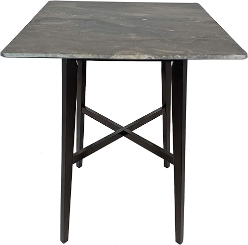 Christopher Knight Home Daisy Modern Bar - Mesa laminada con patas de madera de caucho y acabado de mármol Paladina, color negro