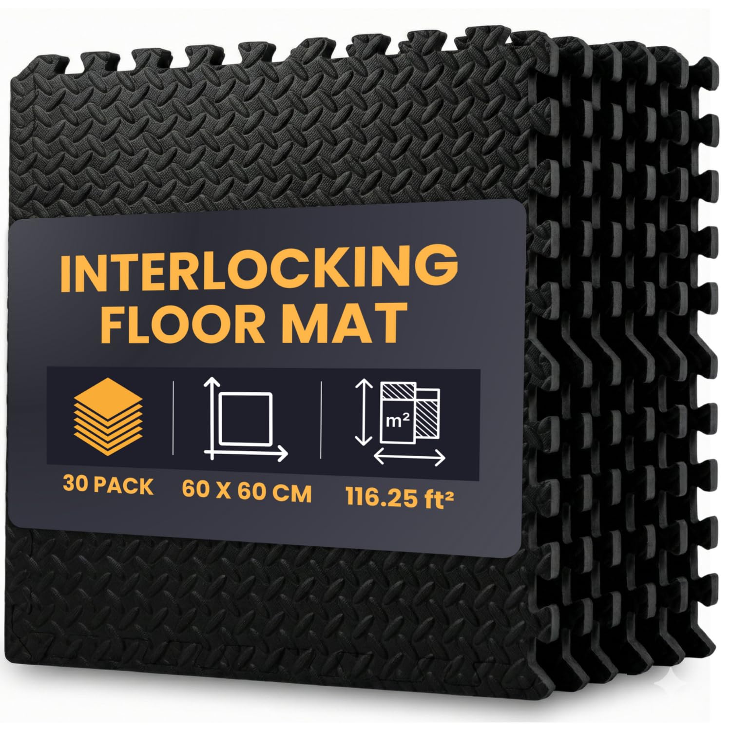 NOVECRAFTO Interlocking Floor Mats, 30 Pack (10.80mยฒ) โ 60 X 60cm Soft Non-Slip Water-Resistant Foam Tiles, 10mm Thick โ Gym Flooring for Garage, Home Workout, Playroom