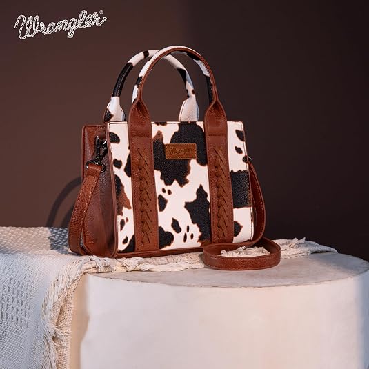 Borsa Tracolla Wrangler Donna &ndash; Stile Western Con Ricamo Floreale, Marrone, Piccola