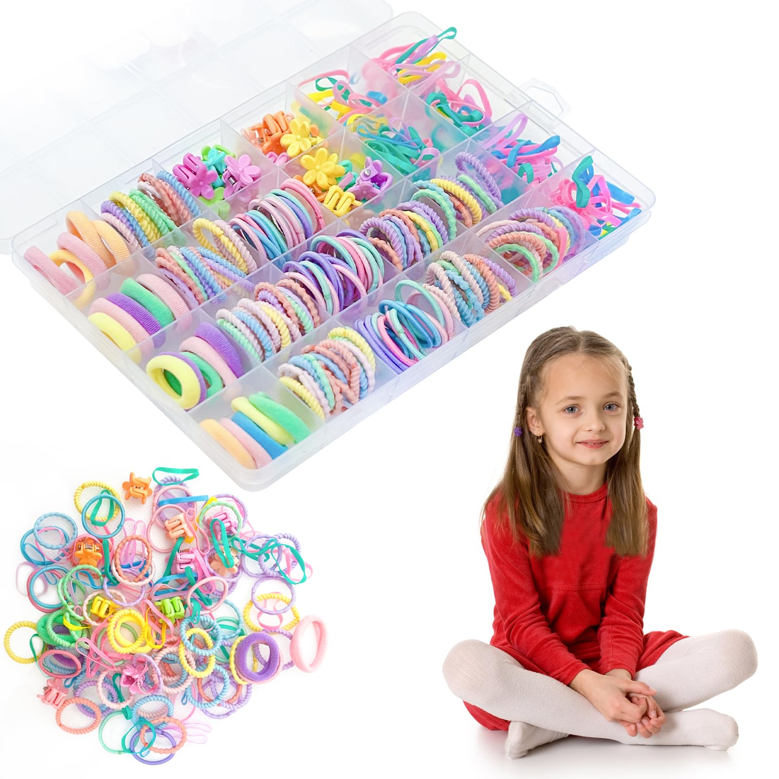 300 Stück Bunte Haargummis Mädchen - Mini Bunt Nahtlose Haarbänder, Klein Nahtlose Haarbänder, Mehrfarbig Soft Zopfgummi, Elastische Zopfgummis Haar bänder für Mädchen Frau