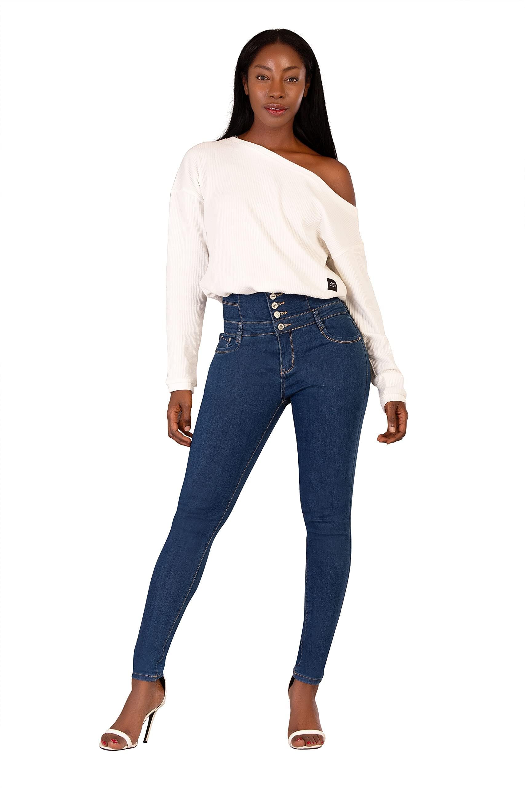 Glook Mujer Pantalones Vaquero Skinny Push Up Pantalones Elástico Jeans Cintura Alta