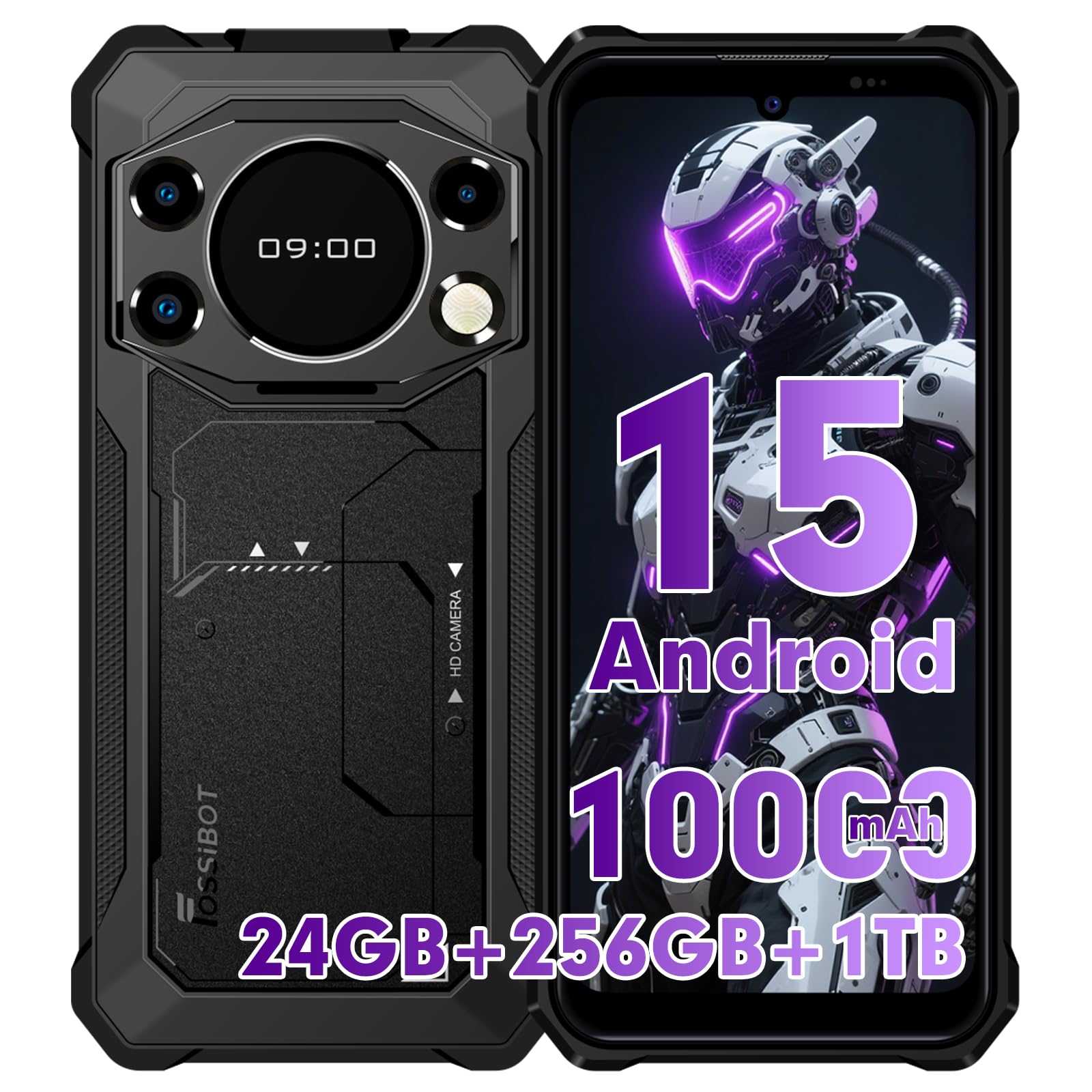 FOSSiBOT F117 Rugged smartphone 24GB+256GB, Telefono indistruttibile | 6.75" FHD+ 1.32" Doppio schermo Cellulare , 50MP Fotocamera Telefono Cellulare in Offerta Android 15 IP68/IP69K