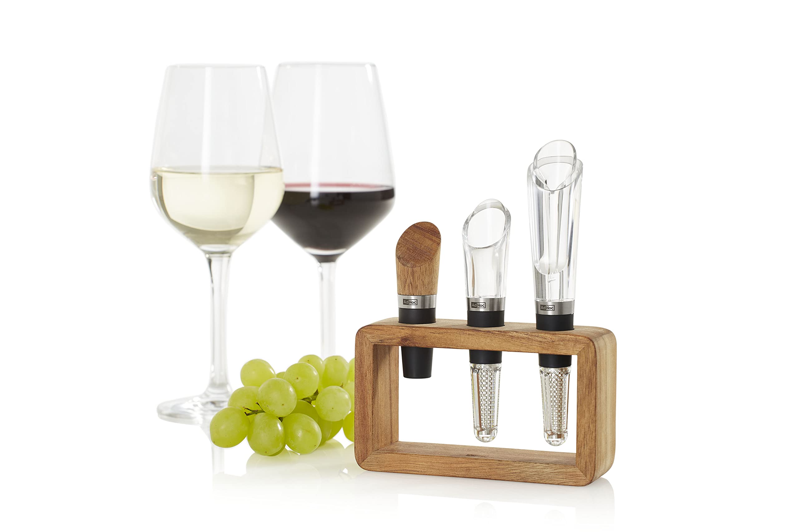 AdHoc VA13 Wein-Genießer-Set 3-tlg. bestehend aus 1x Weinbelüfter und Ausgießer, 1x Weinausgießer und Partikelfilter und 1x Weinflaschenverschluss Vine