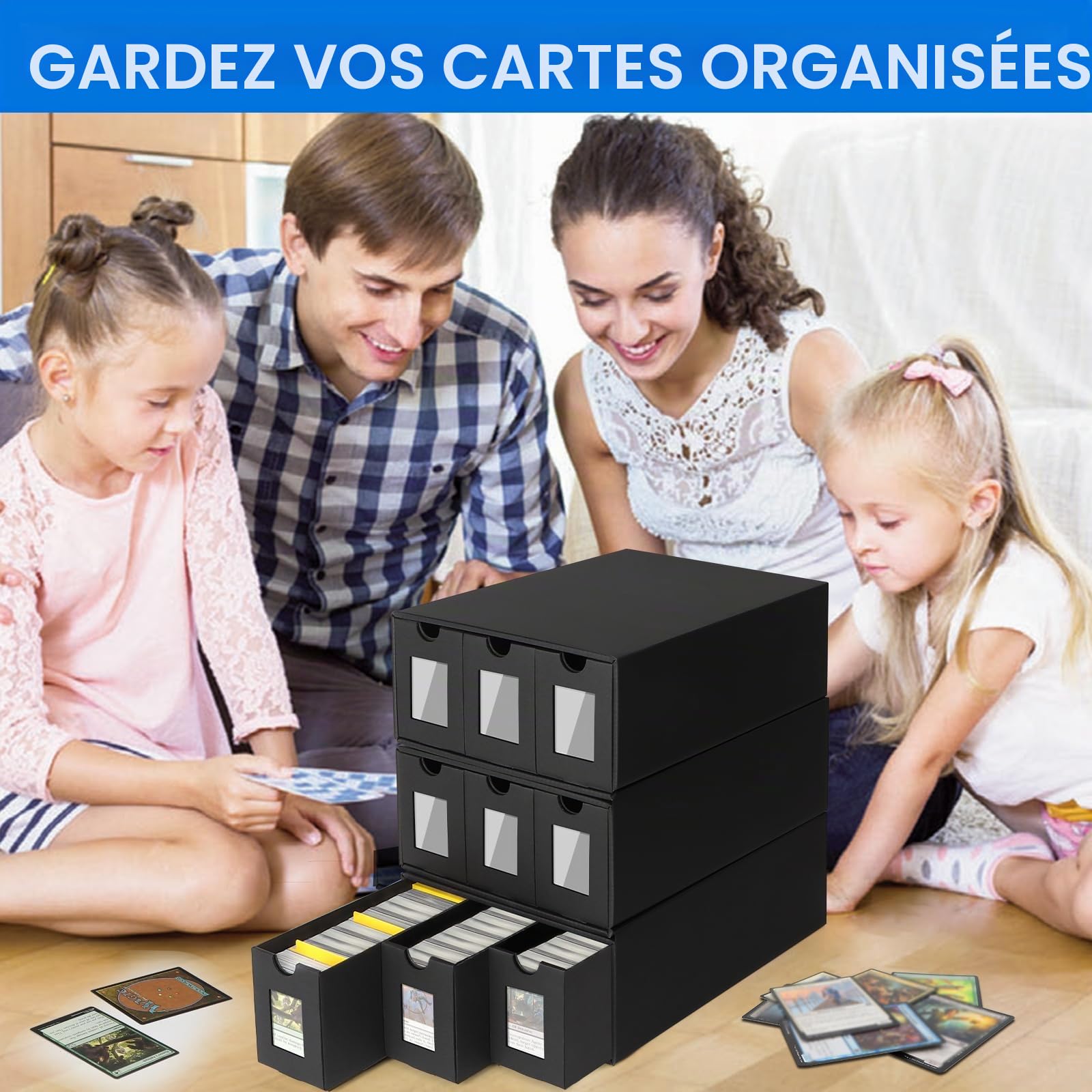 Boîte de Rangement pour Cartes à Collectionner, Boîte à Cartes pour 9000+ Cartes avec 48 Séparateurs, Boîte de Rangement pour Cartes MTG Commander, Card Deck Box pour Cartes PTGG TCG Sportive