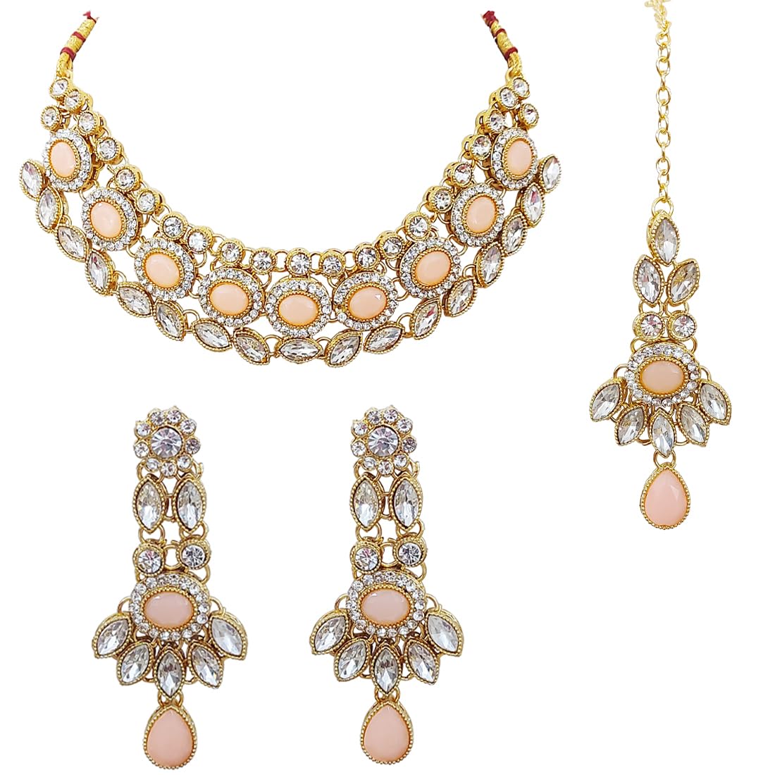 CHRISHANGold Plated Designer Stone Necklace Set For Women And Girls.