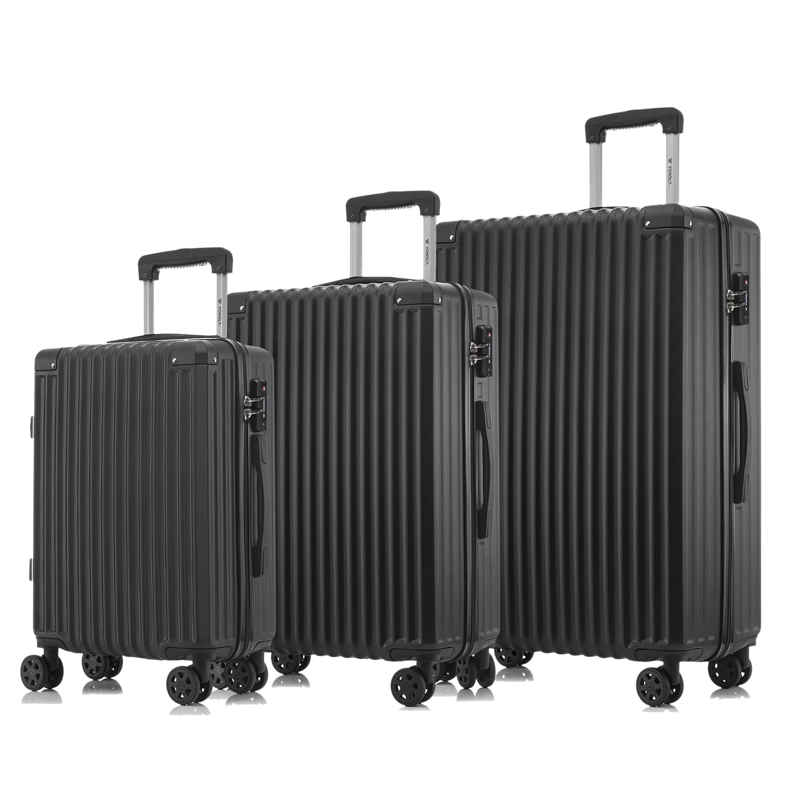 yonsly Koffer Suitcase, Trolley Reisekoffer, Rollkoffer Handgepäck mit 4 Rollen 360°, ABS Hartschalen, Sicherheitsschloss, Weicher Gummigriff, 210D-Futter