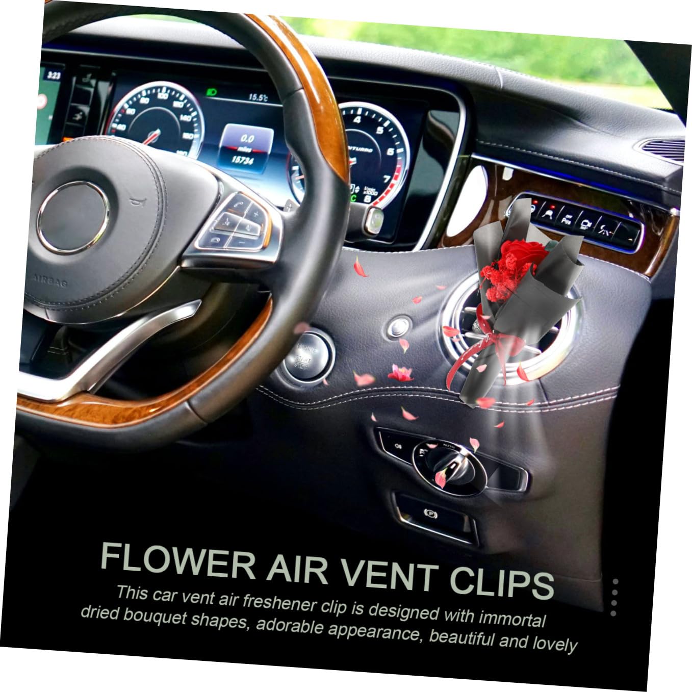 GLEAVI 5piezas Ambientador De Coche Flores Secas Clip Decorativo Para Salida De Aire Accesorio De Coche Aromatizante Para Hogar y Oficina Para Ocasiones Especiales