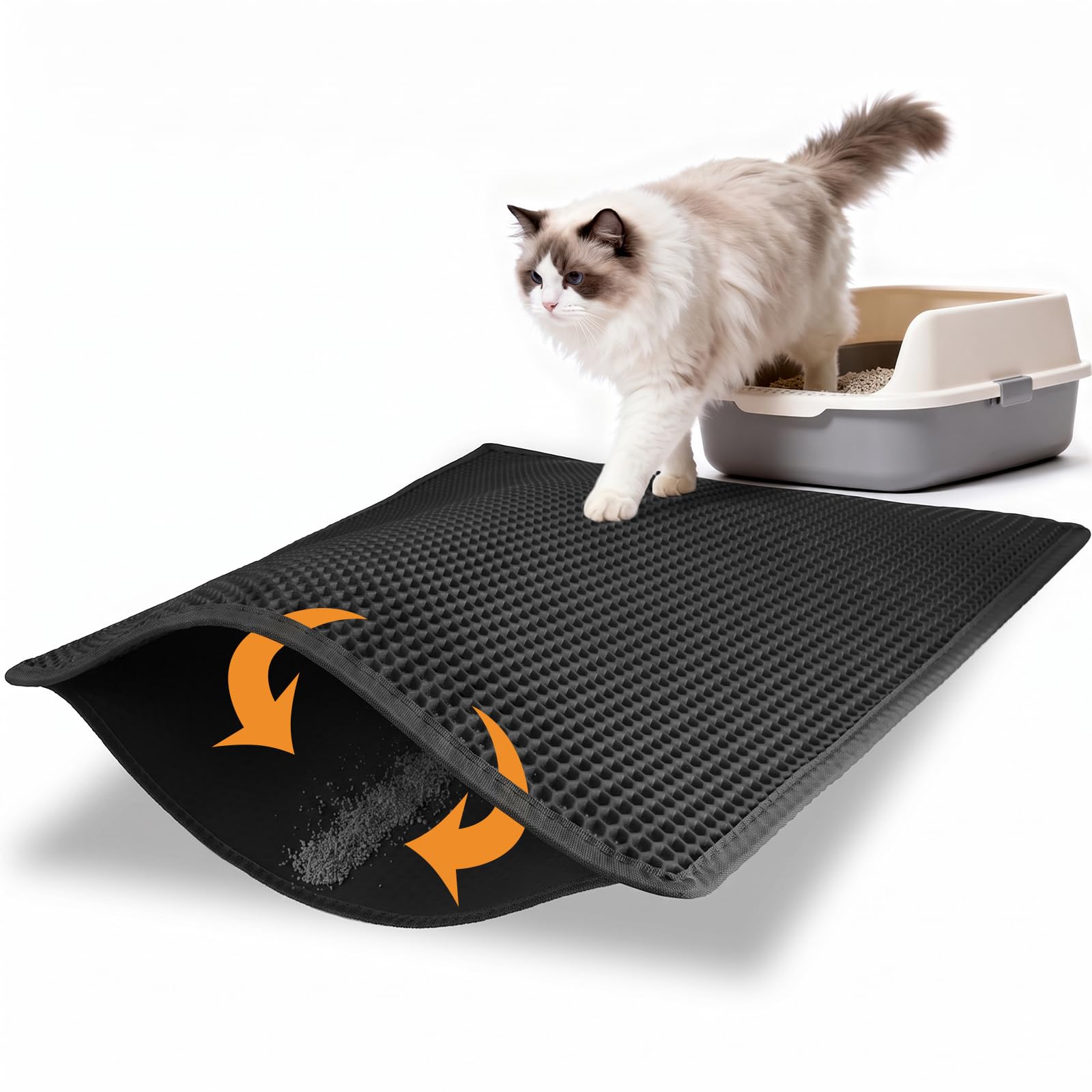 Pieviev Alfombra Arenero Gato Grande, Tapete Areia Gato, 76x61cm Negro