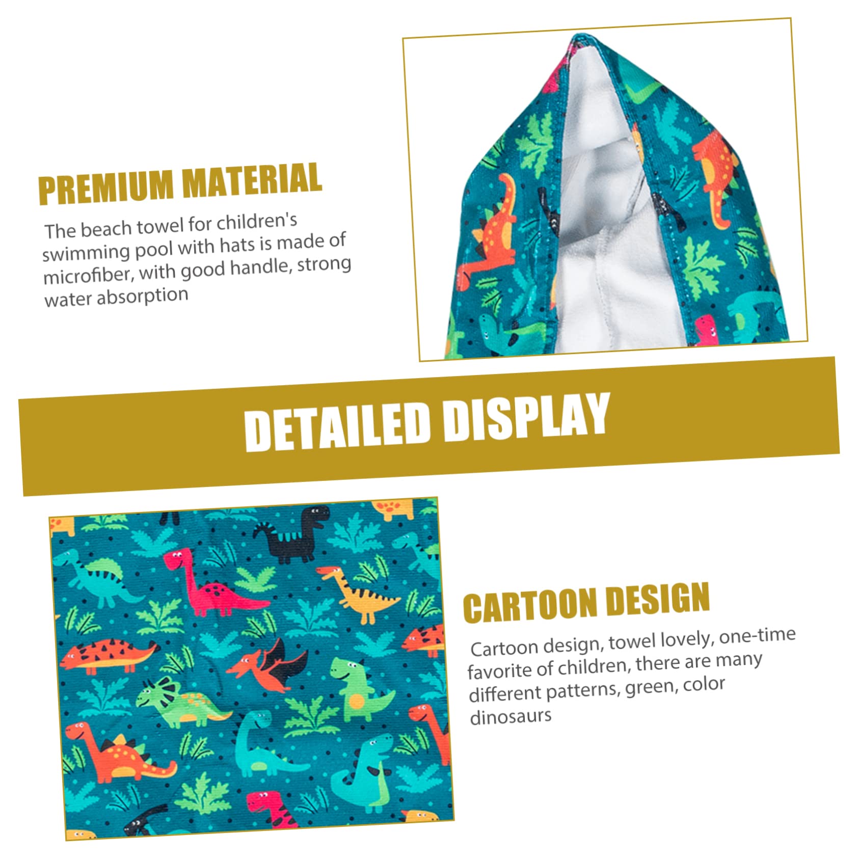 WOONEKY Toalla de Baño Capucha 3D para Niño Súper Absorbente de Fibra Superfina Fácil de Usar y Limpiar Diseño de Dinosaurios para Playa y Piscina