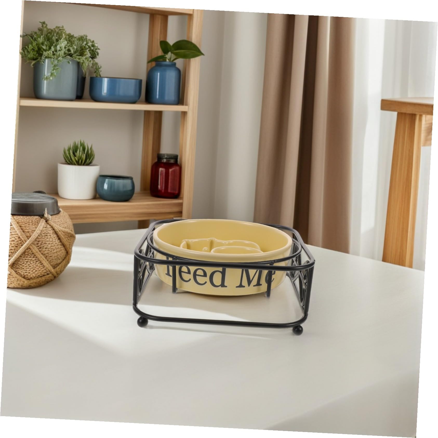 ORFOFE Ceramiczna Podwyższona dla Kota i Psa z Podstawą Wolno Jedząca dla Małych Zwierząt Antypoślizgowa Łatwa Czyszczeniu Do Karmienia Mokrej i Suchej Karmy