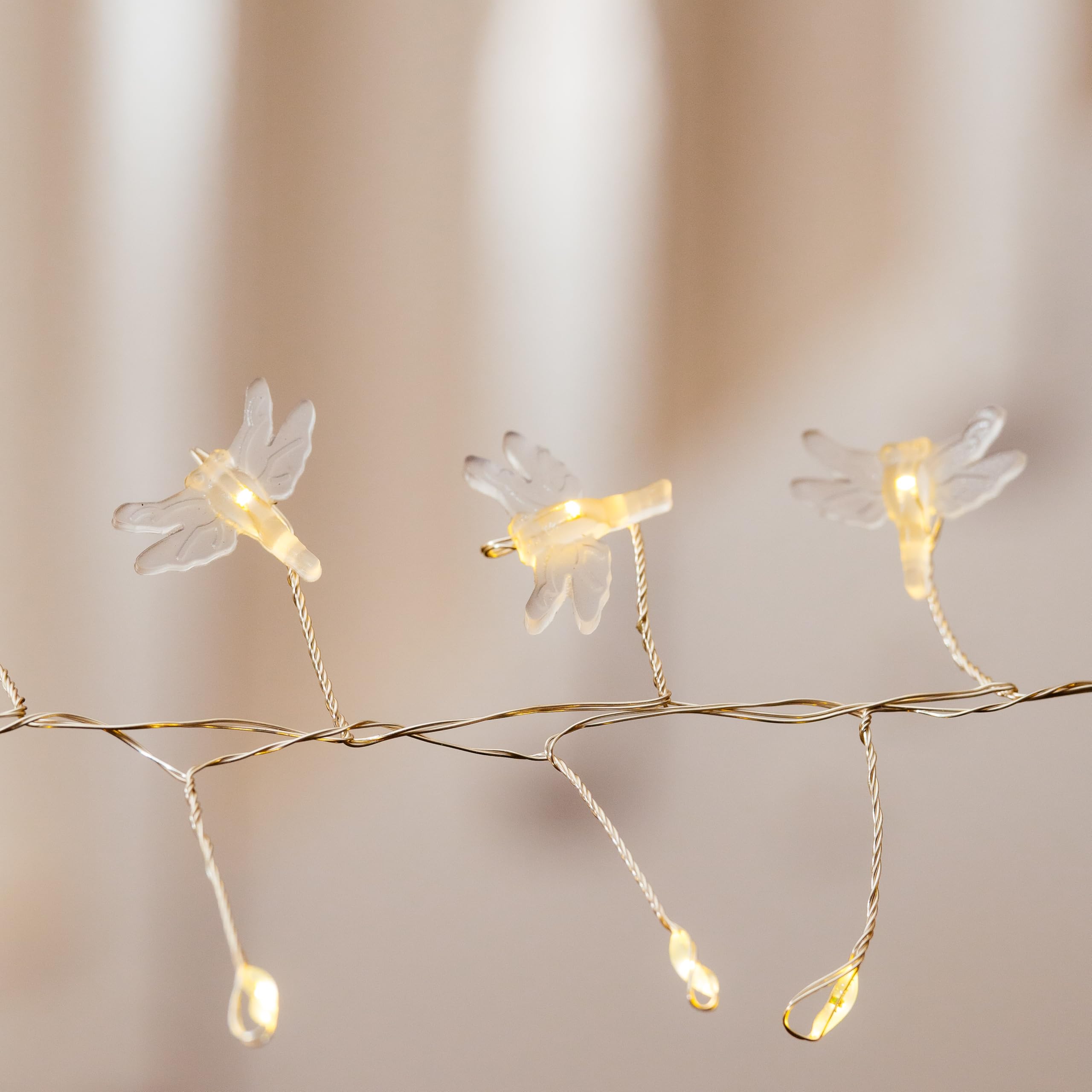 Lush Lights Micro Dragonfly 80 LED String Lights, Battery Operated, Warm White, Indoor Decoration for Bedroom, Party, Living Room