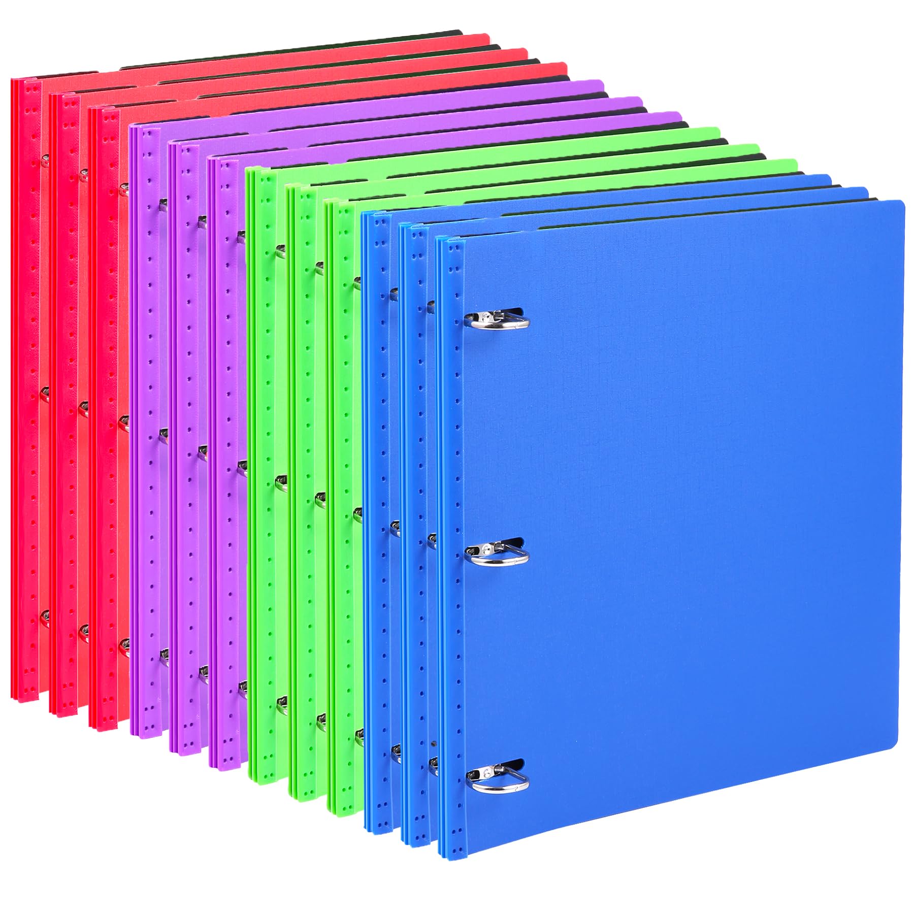 WOT I 12-Pack 1 Inch Telescoping 3 Ring Binder, Expandable Flexible Binder - Patented Design for Easy Portability, Holds 225 Sheets, Blue, Green, red, Purple