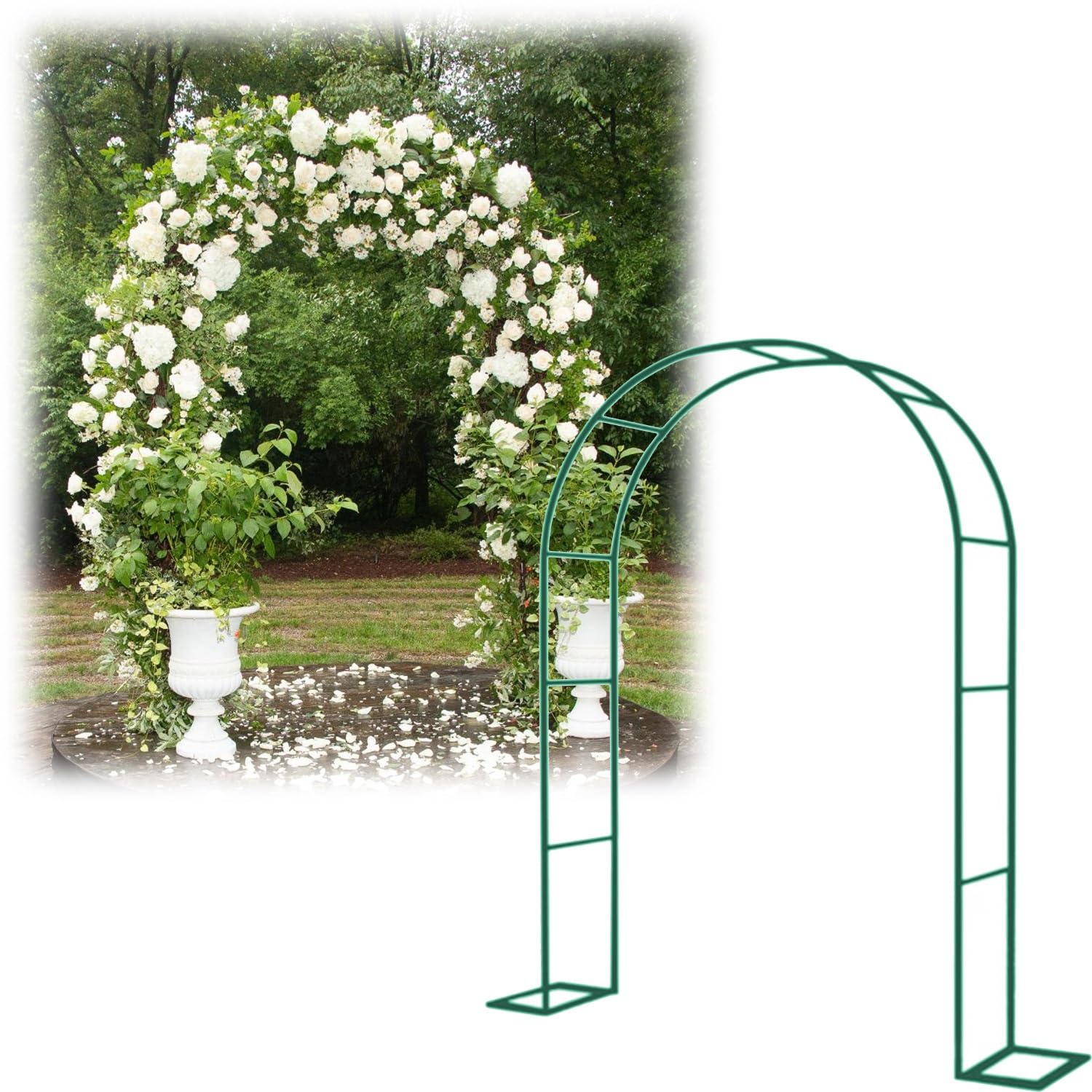 Gartenbogen Kletterpflanzen Metall Rosenlaube Hochzeit Pergola Outdoor Dekoration für Gartenparty Grün Rankhilfe (200x230x40cm)