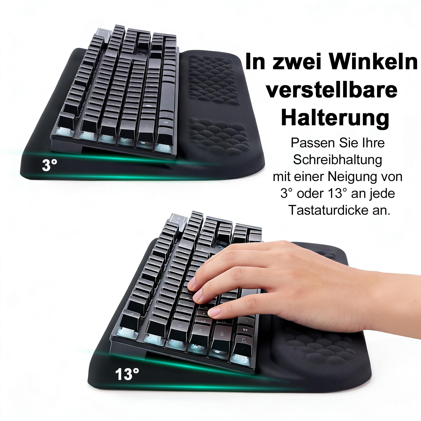 LIMOUS Handballenauflage Tastatur– 2-in-1 Memory-Schaum- Ergonomische Tastaturauflage,Handgelenkentlastung für Büro & Gaming –Schwarz