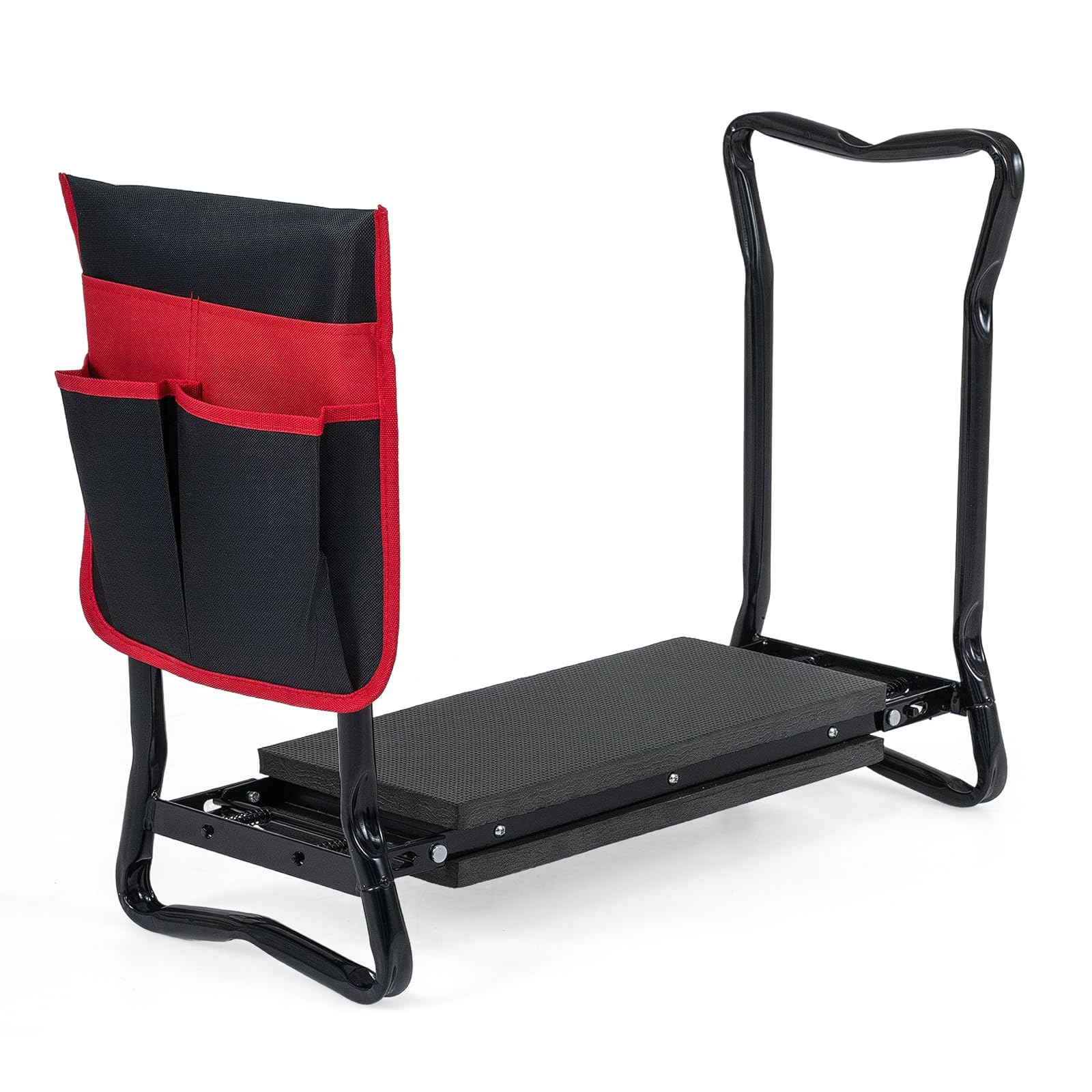 2-in-1 Garden Kneeler and Seat, Folding Garden Seat w/EVA Foam Kneeling Pad &amp; Removable Tools Pouch, Sturdy Steel Frame, No Assembly, Portable Heavy Duty Garden Stool for Women Men Seniors